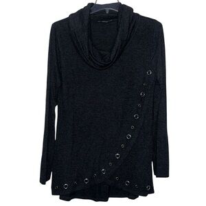 Belldini Charcoal Gray Cowl Neck Sweater with Grommets Size Medium